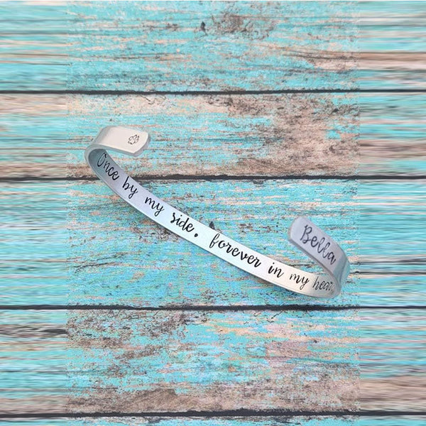 Once By My Side, Forever In My Heart Bracelet, Personalized Memorial Bracelet, Pet Memorial Jewelry, Lost Pet Gift, Pet Lover