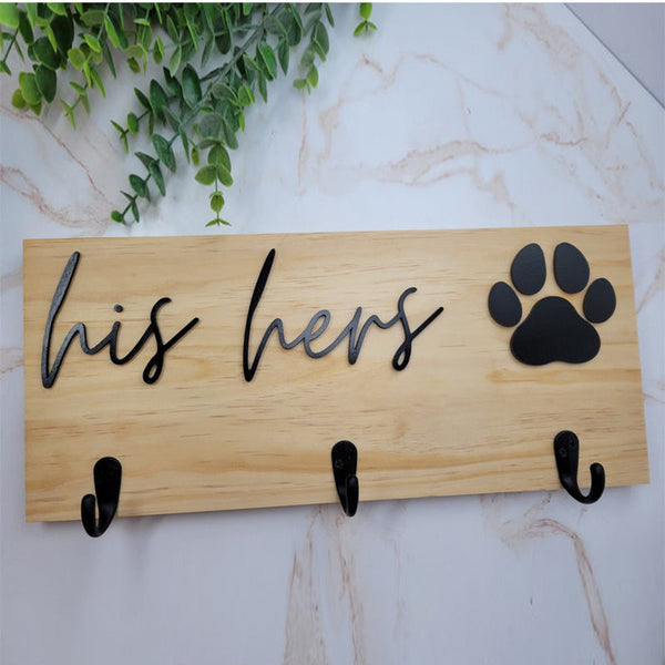 His Hers Dog Key Holder | Personalized Key Holder | Dog Lover Gift | Dog Decor | Housewarming Gift for Couple | Dog Leash Holder For Wall