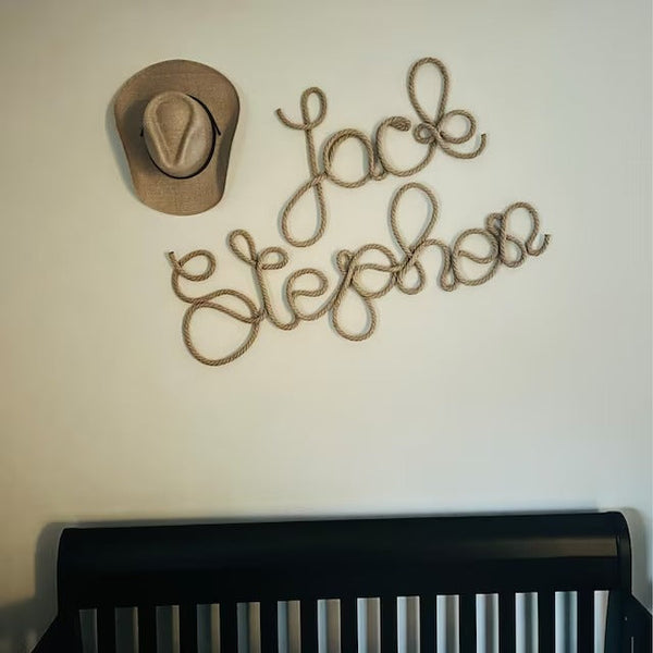 Giant Personalized Rope Wall Name For Nursery Decor, Extra Large Natural Decor For Living Room