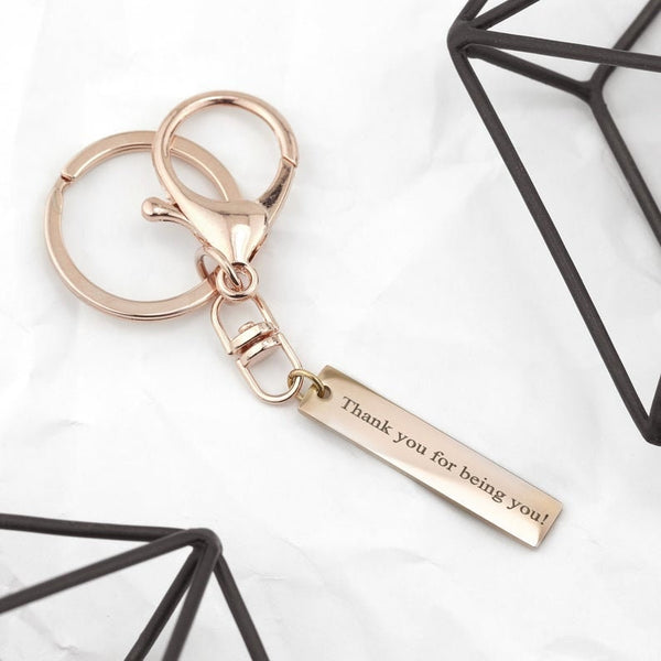 Engraved Personalized Gift for Him Personalized Bar Key Chain Gifts for Step Dad Custom Keychain