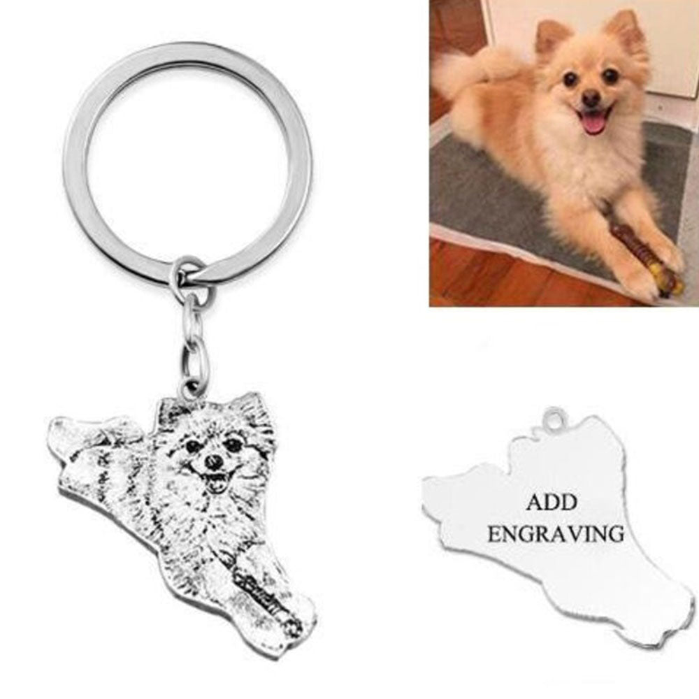 Engraved Pet Photo Personalized Keychain