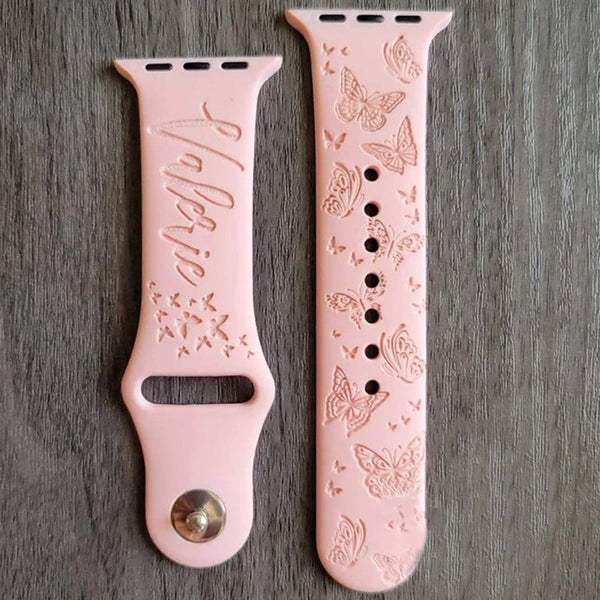 Butterfly + name Engraved Watch Band compatible for the "A" Smartwatch butterfly Inspired