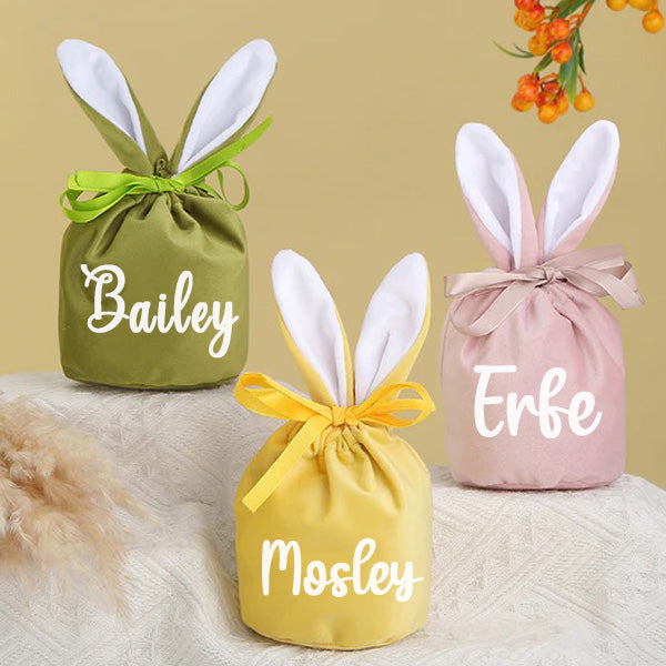 Personalised Bunny Bag, Velvet Bag, Gift Pouch, Drawstring Bag