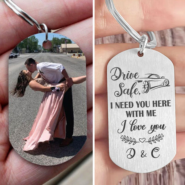 Drive safe, I need your company, personalized keychain, anniversary gift for him, custom photo