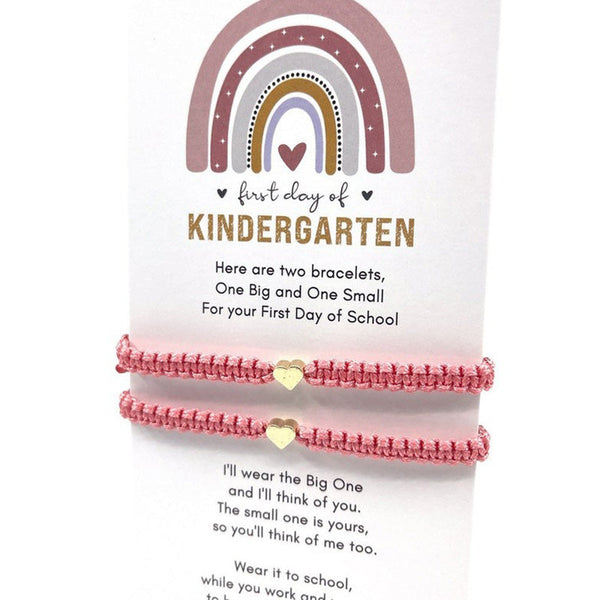 First Day of Kindergarten Mommy and Me Heart Matching Bracelets