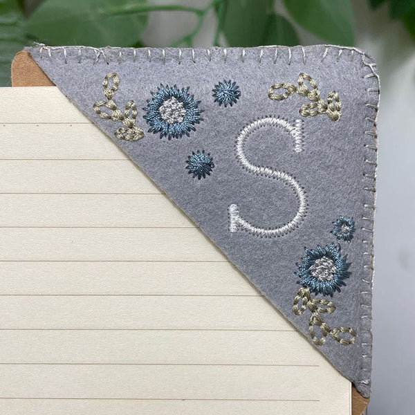 Hand Embroidered Custom Bookmark - Personalized Hand Embroidered Corner Bookmark