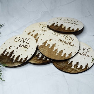 Baby Monthly Milestone Markers, Wood Milestone Discs, Baby Photo Props