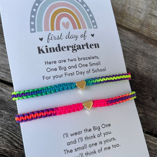 Heart Rainbow Matching Bracelets First Day of Kindergarten