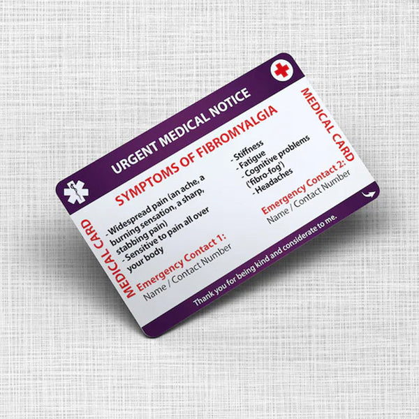 Fibromyalgia Awareness Emergency Wallet Card - I.C.E Card ID - Fibromyalgia Medical Card - PVC Card Credit Card Size and same Material