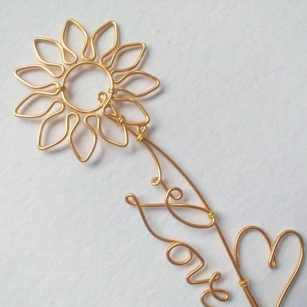 Sunflower and Heart Wire Name, Wire Name Bookmark