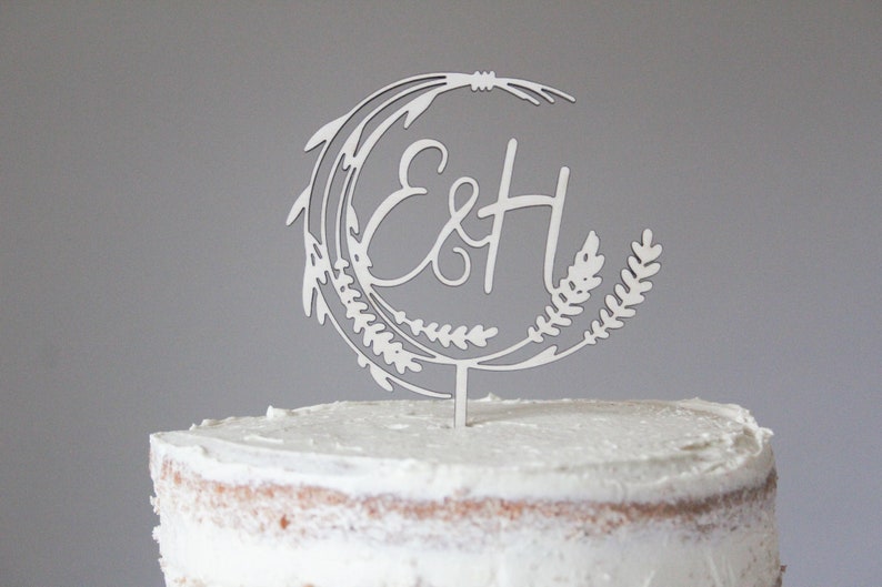 Rustic Wedding Cake Topper, Natural Wedding Topper, Monogram Wedding Topper