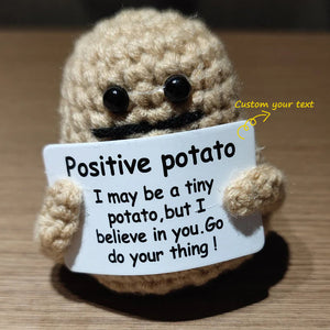 Cute knitted wool positive potato doll decoration birthday gift knitted doll funny positive potato with motivation card