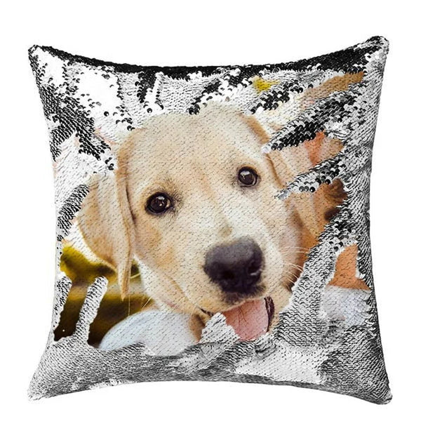 Custom Sequin Throw Pillow with Photo-Comfy Satin Cushion Covers