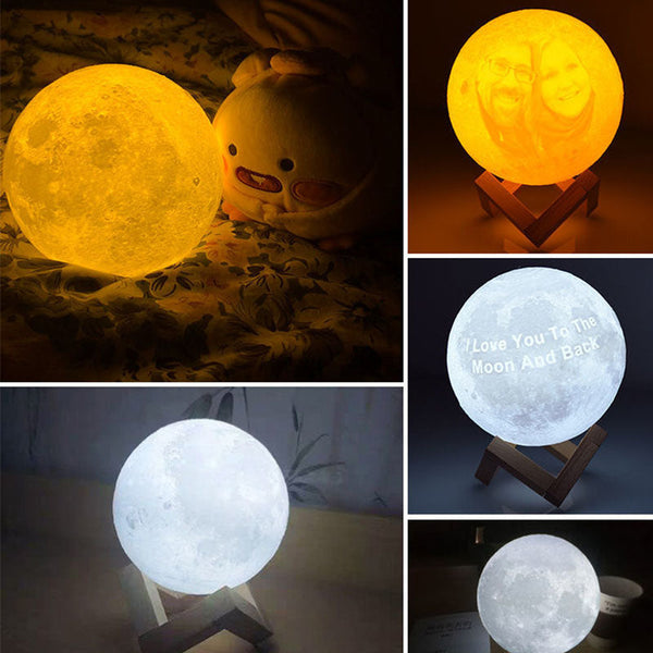 Personalization Luna Moon Lamp Night Light 3D Print Moonlight LED Dimmable Touch/Pat/Remote Switch Rechargeable