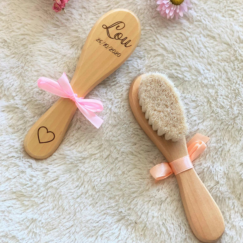 Personalized baby hairbrush / Brush + Pouch / Birth gift