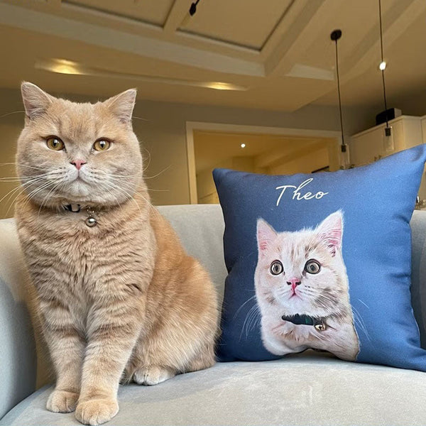 Custom Pet Pillow Using Pet Photo + Name Custom Cat Dog Pillow Personalized Cat Pillows Cases Cat Picture Pillow Pet Picture Pillow