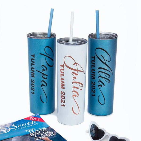 Custom Skinny Tumbler with straw, Bridesmaid Tumbler, Bachelorette Party Tumblers, Reusable Customized Tumbler