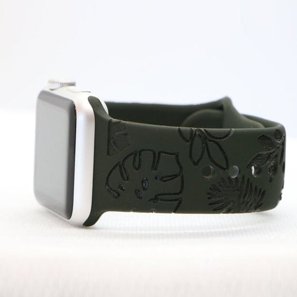 Leaves Engraved Silicone Apple Watch Band Strap