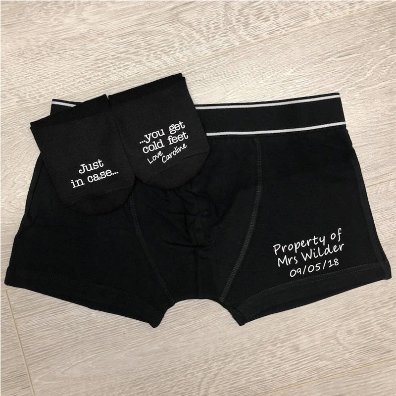 Groom Gift Set Personalised Boxers and Socks, Wedding Gift, Groom Gift