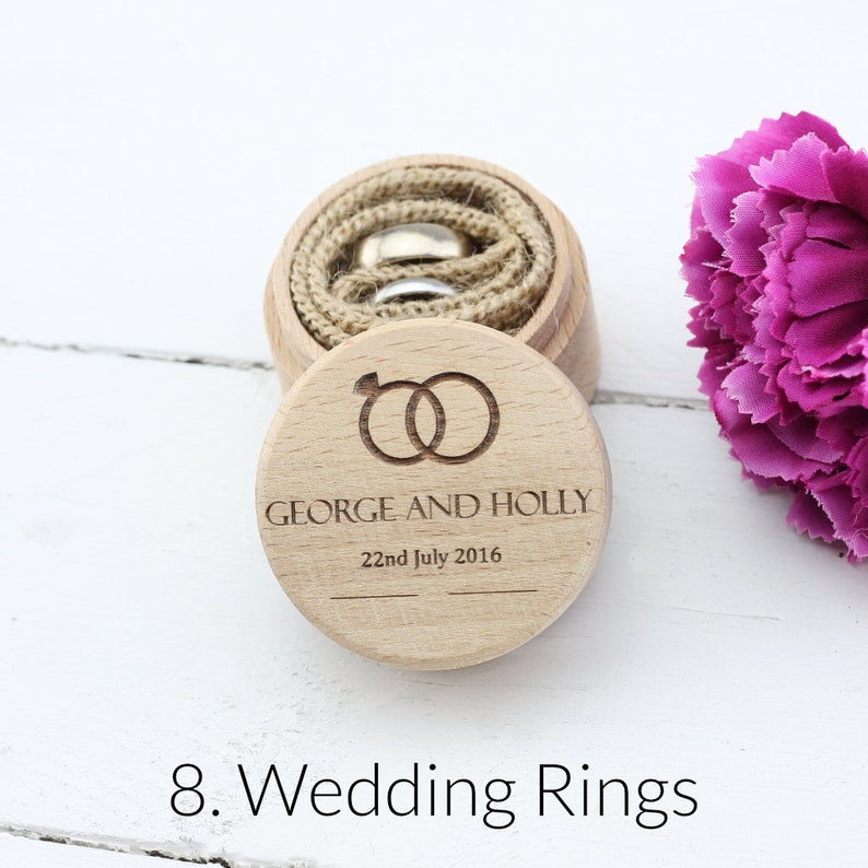 Personalised Wedding Ring Box, Custom Ring Bearer Box, Proposal Box, Engagement Ring, Wooden I Do Box, Rustic, Boho Chic - 9 DESIGN CHOICES