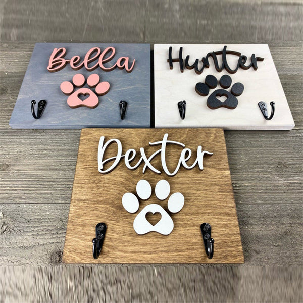 Personalized Leash Holder, Dog Paw Print Leash Holder, Dog Lover Gift, Housewarming Pet Gift