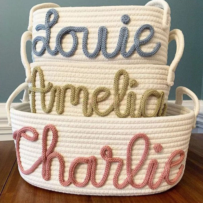 Cotton Woven Rope Personalized Baskets Customized Baby Shower Gift Package Boxes Baskets