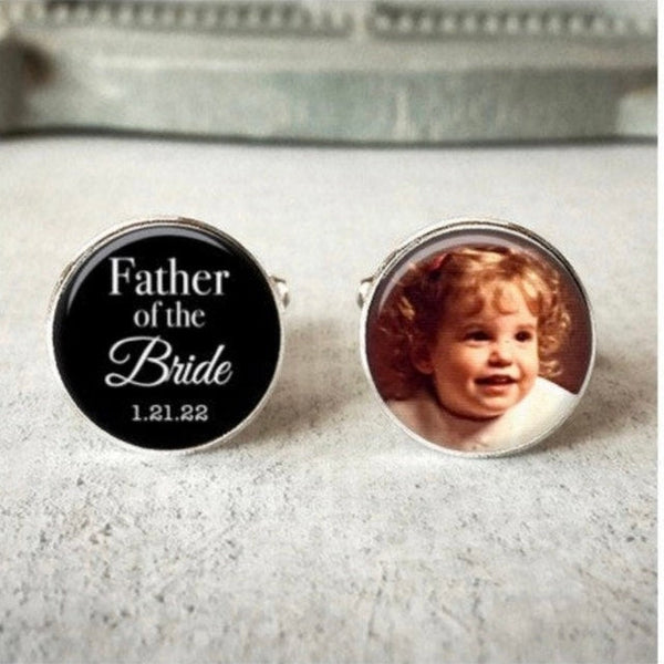 Father Of The Bride Cufflinks, Personalized Cufflinks, Wedding Cuff links, Custom Cufflinks, Photo Cufflinks