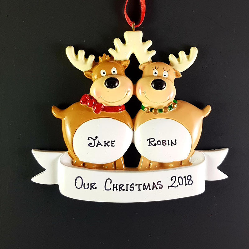 Personalized Reindeer Family Ornament Custom Handwritten Names