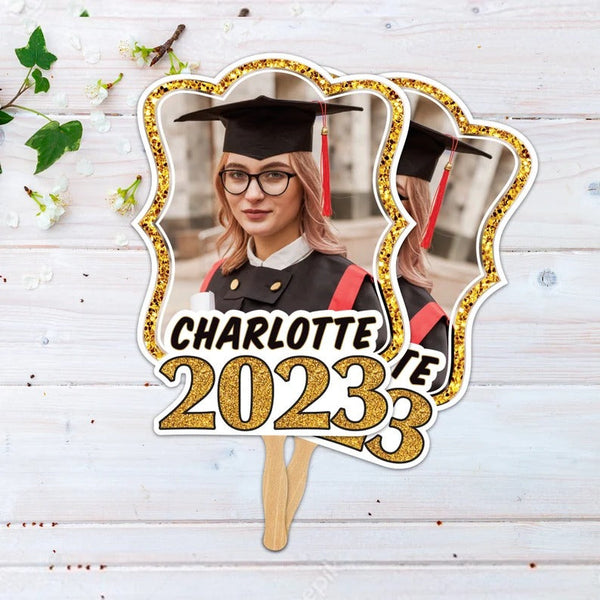 Custom Face Fans With Wooden Handle, Graduation Head, Graduation Face Fans, Class of 2024 Head Fans, Graduation Faces on a Stick