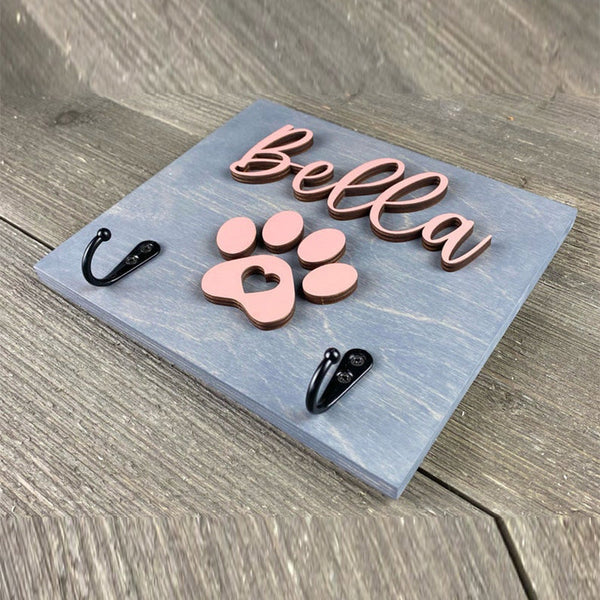 Personalized Leash Holder, Dog Paw Print Leash Holder, Dog Lover Gift, Housewarming Pet Gift