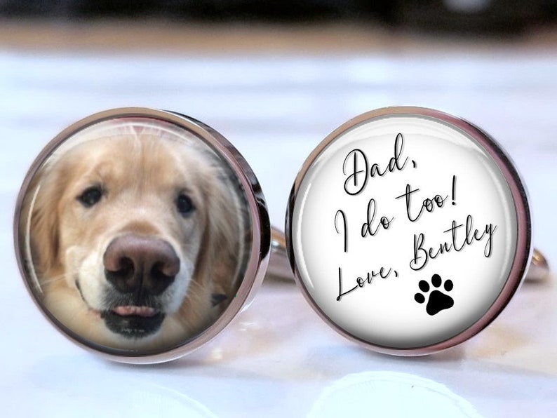 Groom Cufflinks from Dog - the dog says I do too Custom Personalized name and dog photo Cufflinks for dog Dad