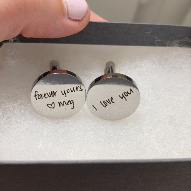 Personalized Cuff Links, Handwriting CuffLinks, Wedding Gift for Husband, Custom Cufflinks for Him