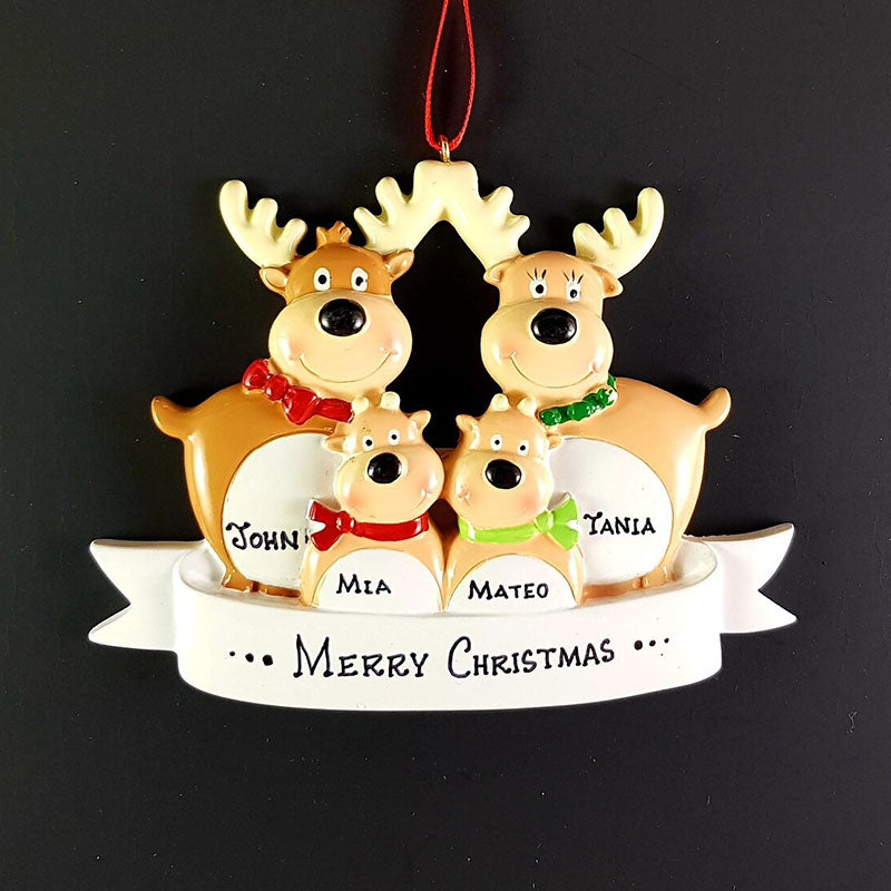 Personalized Reindeer Family Ornament Custom Handwritten Names