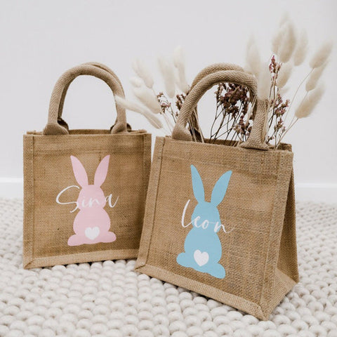 Easter bag personalized | Jute Easter Bag | Easter Bunny named | Easter basket for children