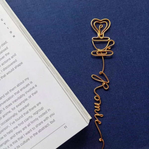 Coffee Wire Name, Tea Wire Name, Personalized Wire Bookmark