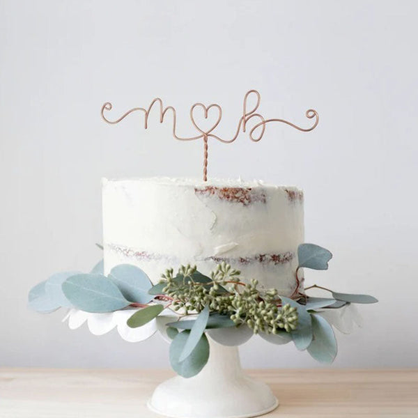 Minimalist Initials Wedding Cake Topper - Custom Wedding Cake Topper