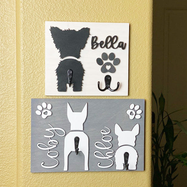 Custom Leash Holder, Personalized Leash holder, 3D Dog Butt Leash Holder, Dog Paw Print Leash Holder, Housewarming Gift