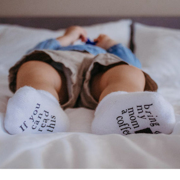 Unisex Baby Shower Gift, If you Can Read This Bring my Mom a Coffee, Baby Socks, Mothers Day Gift