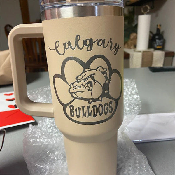 Personalized Engraved 40 oz Dishwasher Safe Tumbler | Cup with Handle