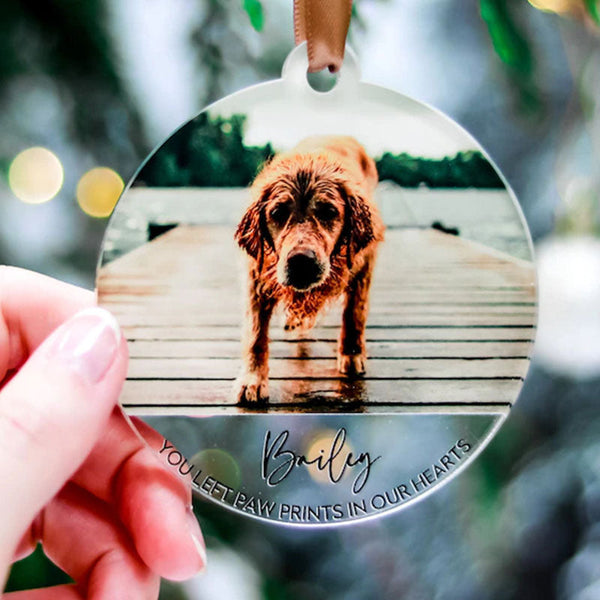 Photo Ornaments, Dog Lovers Memorial Gift, Custom Pet Memorial Ornament