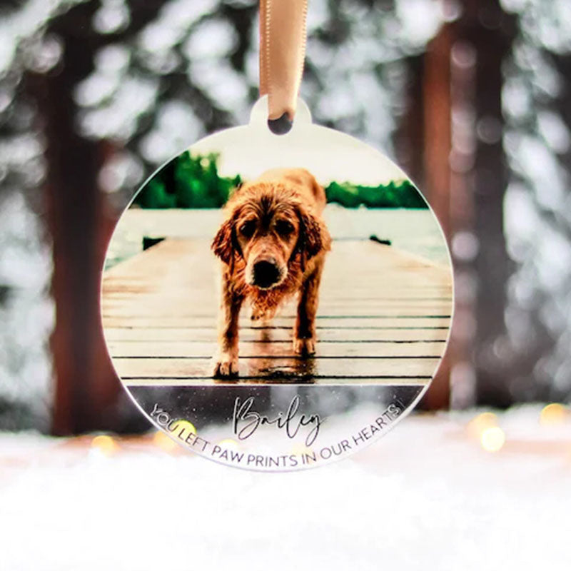 Photo Ornaments, Dog Lovers Memorial Gift, Custom Pet Memorial Ornament