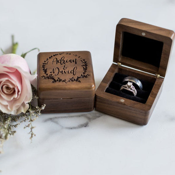 Personalized Wedding Ring Box, Wood Ring Box, Engagement Ring Box