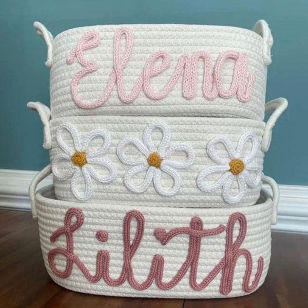 Cotton Woven Rope Personalized Baskets Customized Baby Shower Gift Package Boxes Baskets