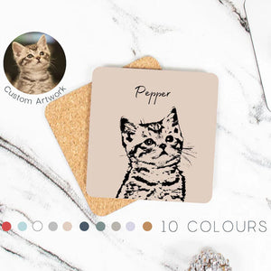 Custom Pet Coasters Using Pet Photo + Name Custom Cat Coaster Custom Dog Coaster