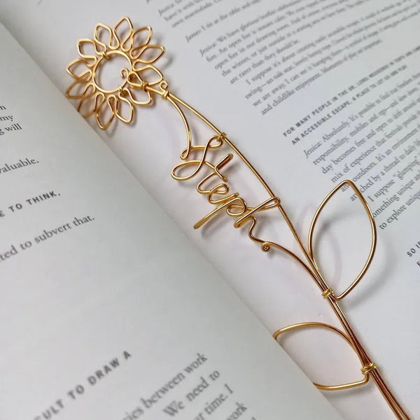 Sunflower Wire Name, Personalized Wire Name Bookmark