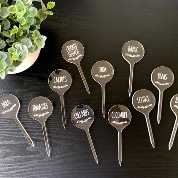 Custom Clear Acrylic Set of Garden Markers , Personalized Herb Labels , Weather Proof , Vegetable Garden