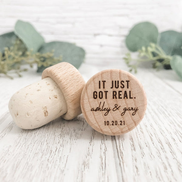 Personalized Wine Bottle Stopper, Cork Bottle Stopper, Custom Wine Stopper Wedding Favors, Set Of 5