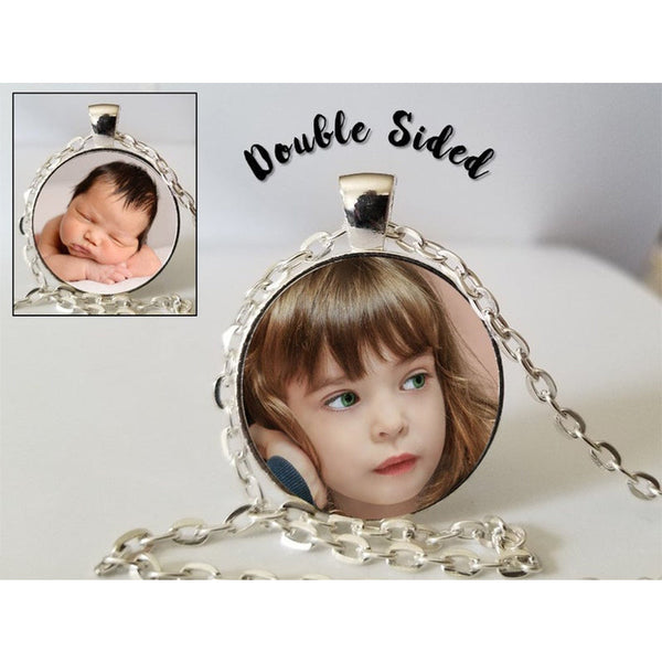 Personalised Silver Double Sided Photo Pendant Necklace, Personalized Photo Necklace