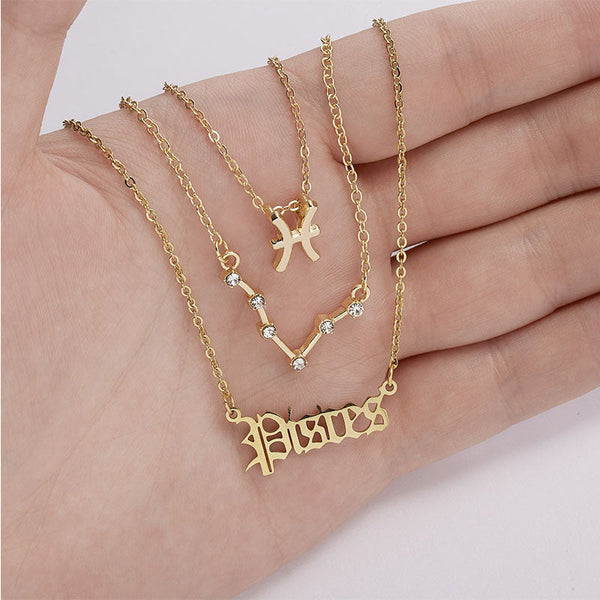 12 Constellation Zodiac Pendant Horoscope Necklace Astrology Necklace