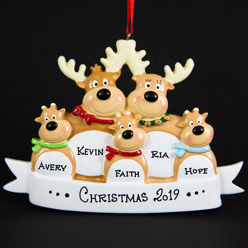 Personalized Reindeer Family Ornament Custom Handwritten Names